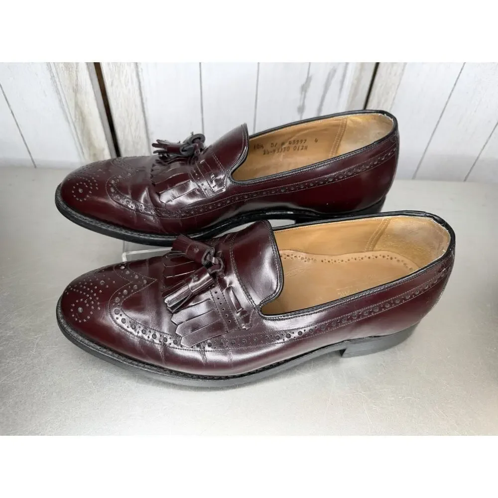 Johnston & Murphy Tassel Loafers Mens 10.5 Burgundy Leather Shoes